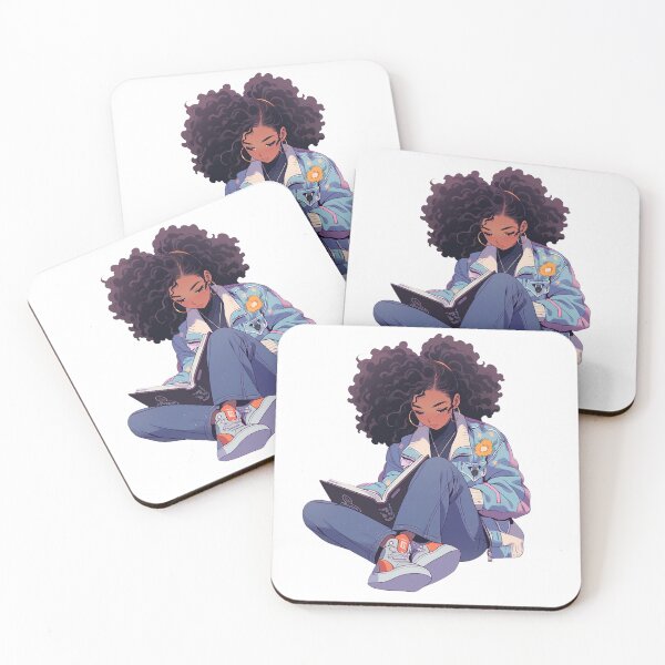 Item preview, The Black Girl Book Lover - Reading Cartoon Characters designed and sold by Ordinary Life Works.