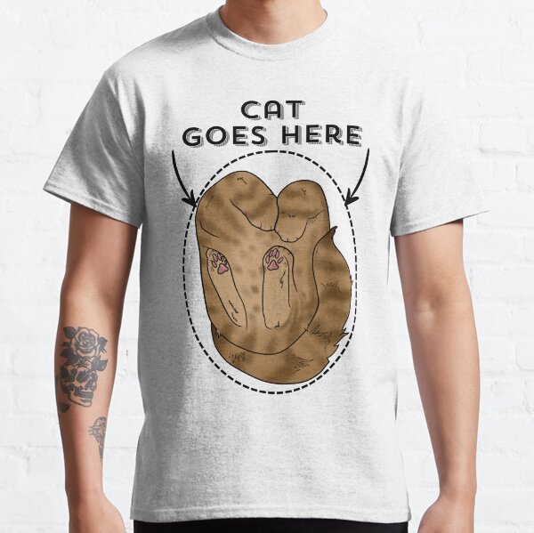 Cat goes here sign, orange tabby version Classic T-Shirt