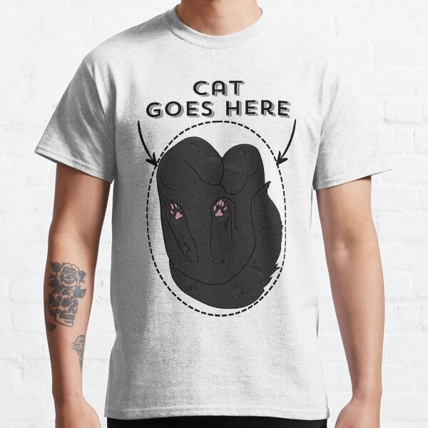 Cat goes here sign, black kitty version Classic T-Shirt
