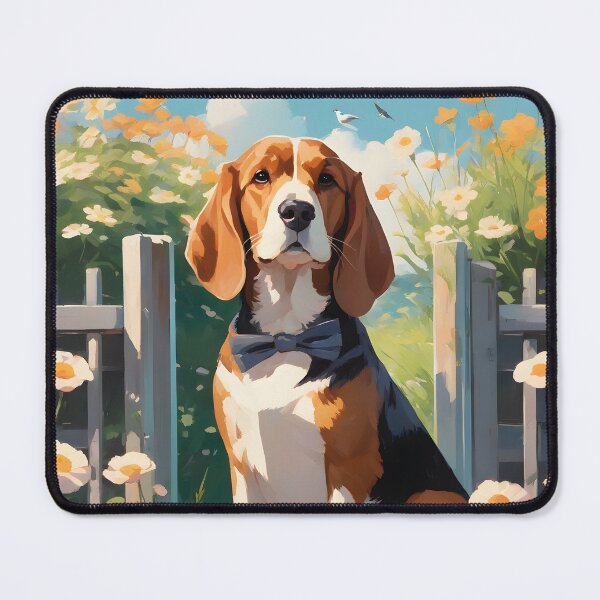 Item preview, Bowtie Basset Hound Amongst Flowers designed and sold by designsbyflo.
