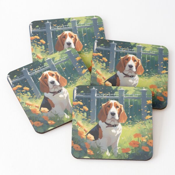 Item preview, Basset Hound Amongst Flowers designed and sold by designsbyflo.