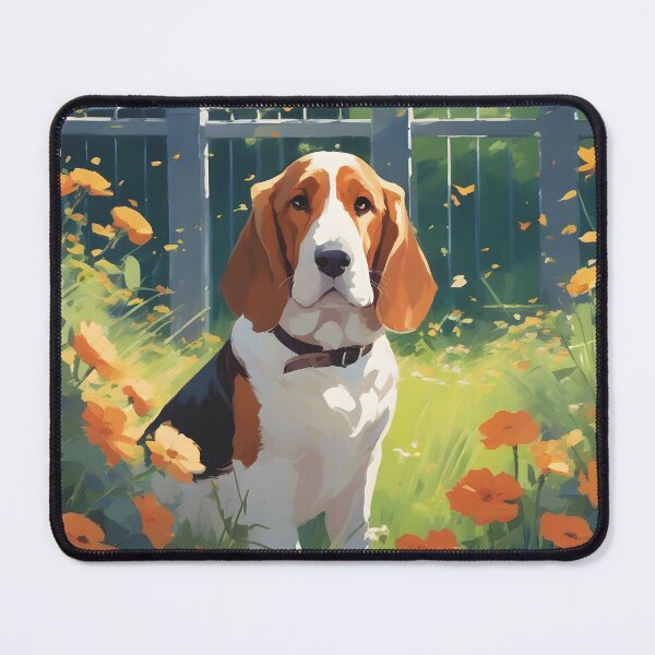 Item preview, Basset Hound Amongst Flowers designed and sold by designsbyflo.