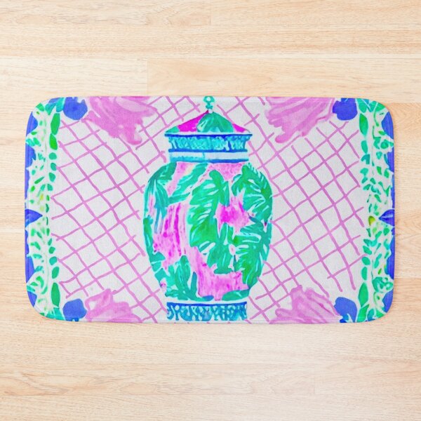 Item preview, Colorful chinoiserie jar in pink, green and blue designed and sold by SophieClimaArt.