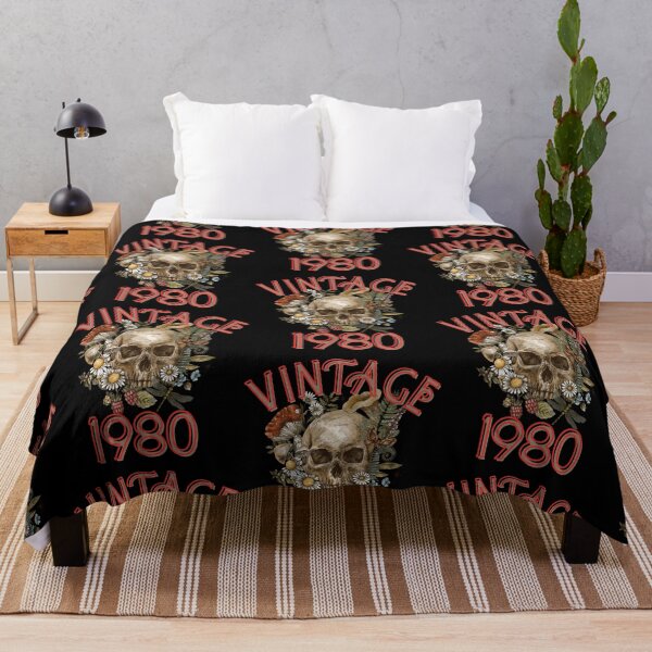 Item preview, Vintage floral skull 1980 designed and sold by Azrou shop.