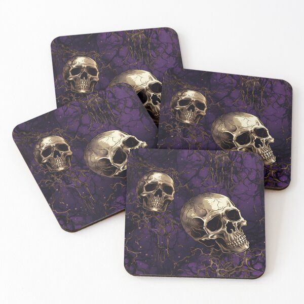 Aperçu de l'œuvre Crânes gothiques racines envahissantes motif d'Halloween violet créée et vendue par Sturdust.