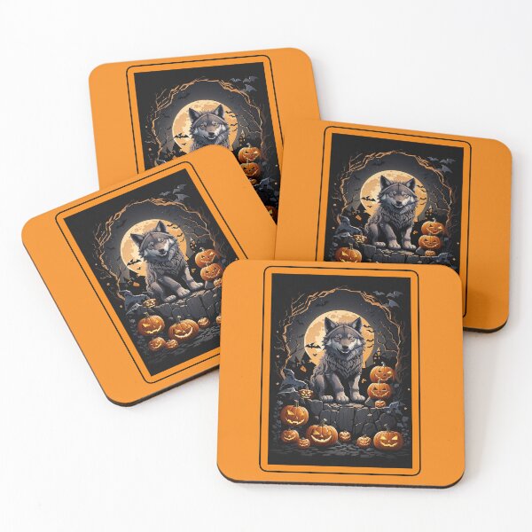 Item preview, Happy Halloween Wolf Puppy in Pumpkin Patch designed and sold by T-Bucket-Tees.
