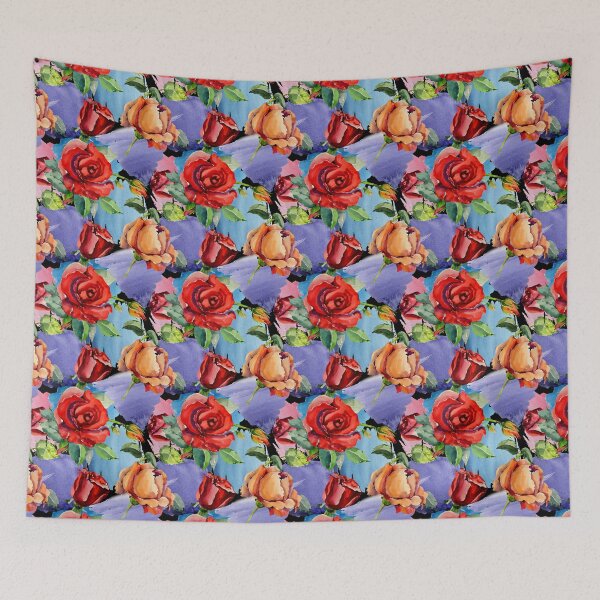 Item preview, Roses on Blue and Purple Pattern designed and sold by DesignFuture99.