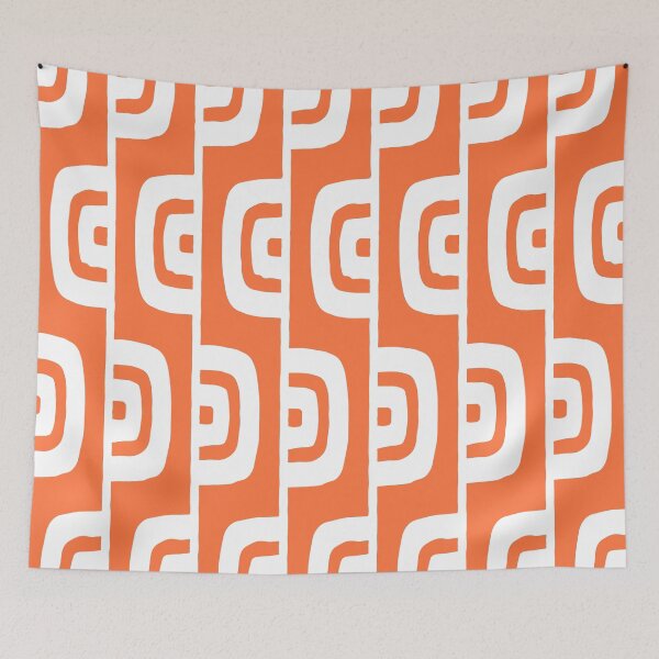 Item preview, Mid Century Modern Geometric Pattern 626 Orange and White designed and sold by tonymagnerart.
