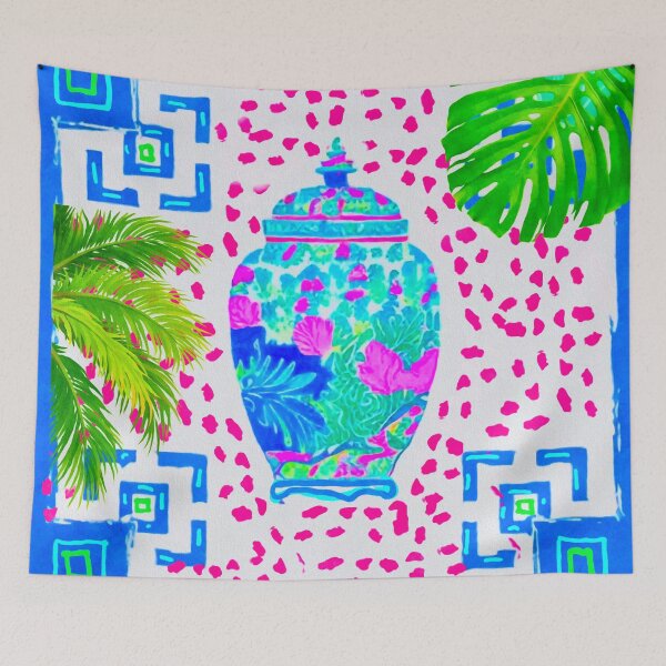 Item preview, Palm leaves and chinoiserie ja designed and sold by SophieClimaArt.
