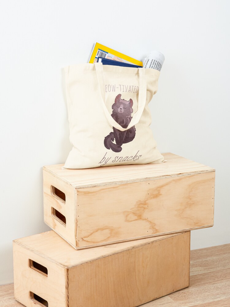 Thumbnail 4 of 5, Tote Bag, Meow-tivated by snacks - Lilac American Curl Kitten designed and sold by FelineEmporium.