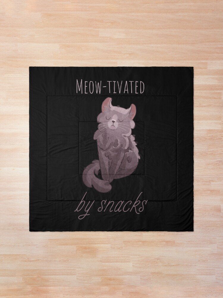 Comforter, Meow-tivated by snacks - Lilac American Curl Kitten designed and sold by FelineEmporium