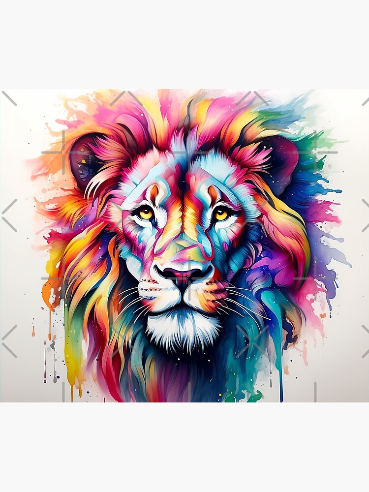 Majestic lion colorful abstract art Art Print