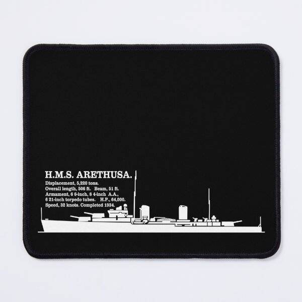Item preview, HMS Arethusa 26 British WW2 Light Cruiser Ship Infographic Silhouette designed and sold by MilitaryMart.