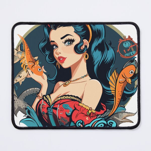 Item preview, girl and fish hooks designed and sold by scarlov.