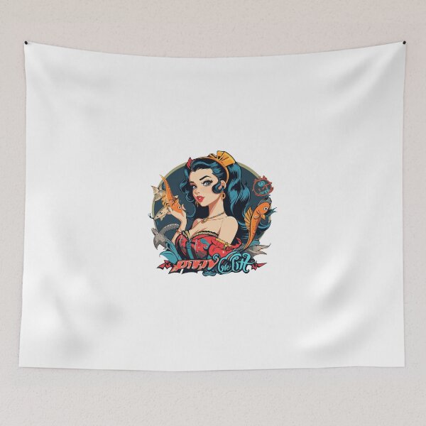 Item preview, girl and fish hooks designed and sold by scarlov.