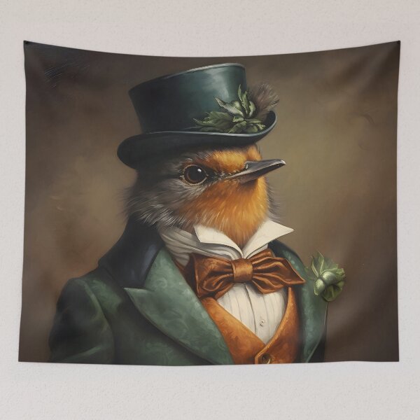 Item preview, Robin Portrait Dapper Animal Art designed and sold by ConfettiSkyArt.