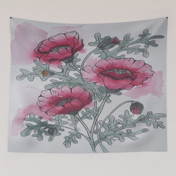 Item preview, Brilliant red poppies in loose water color style. designed and sold by RockPaperArt.