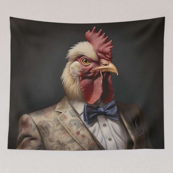 Item preview, Rooster Portrait Dapper Animal Art designed and sold by ConfettiSkyArt.