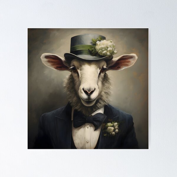 Item preview, Sheep Portrait Dapper Animal Art designed and sold by ConfettiSkyArt.