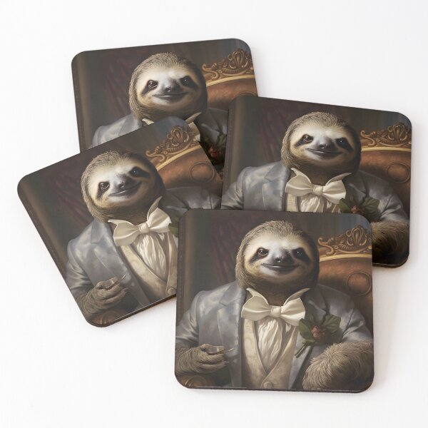 Item preview, Sloth Portrait Dapper Animal Art designed and sold by ConfettiSkyArt.