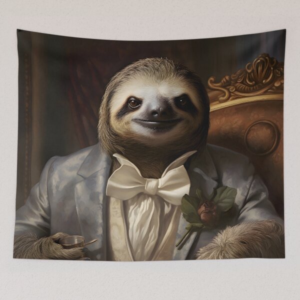 Item preview, Sloth Portrait Dapper Animal Art designed and sold by ConfettiSkyArt.