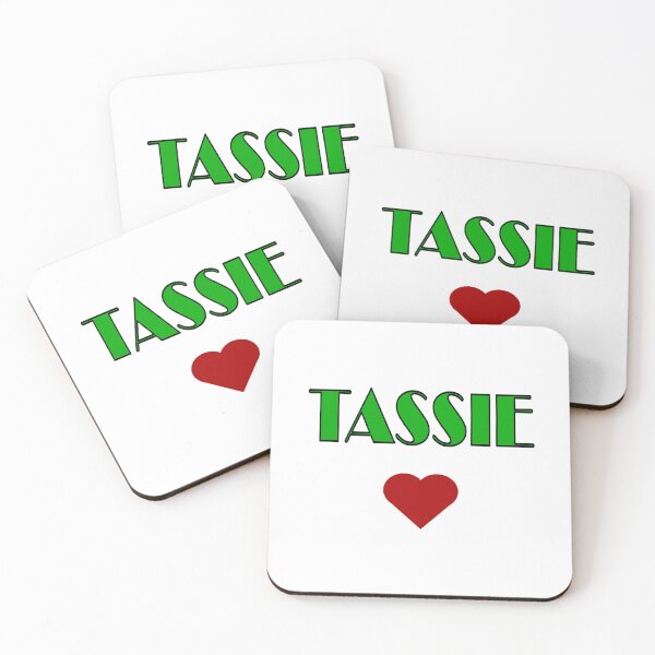 Item preview, Green Tassie Broadway Style Text, with Red Love Heart designed and sold by AASparksDesigns.