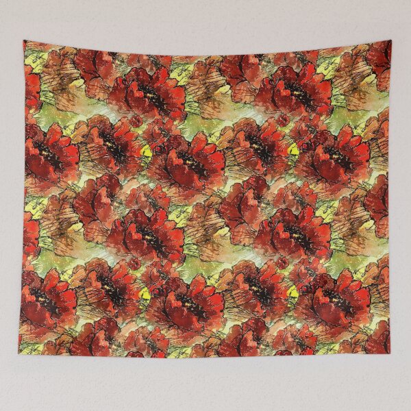 Item preview, Painted Poppy Flowers  All Over Pattern designed and sold by ToadsWorkshop.
