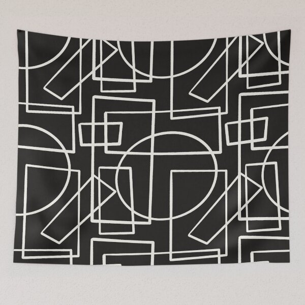 Item preview, Patrón de figuras retro negro con lineas blancas designed and sold by AnaTZ.