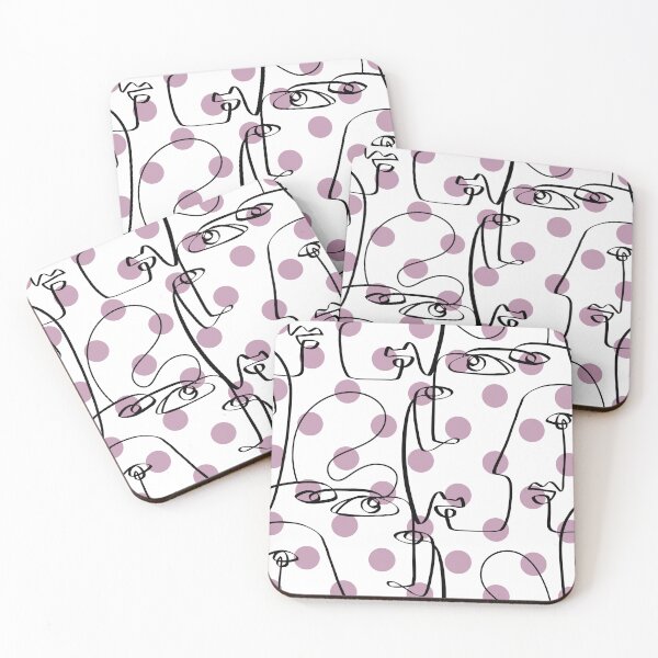 Item preview, Abstract pink dot and line faces designed and sold by karinasalwaszka.