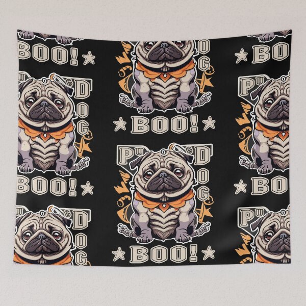 Item preview, Pug Dog SkeletonBoo! - Pug Halloween - Halloween Pug - designed and sold by Luvjesus2.