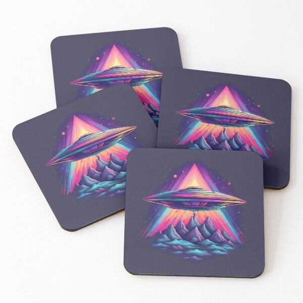 Item preview, colorful UFO above mountain range designed and sold by lumbarjack.
