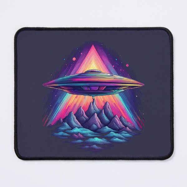 Item preview, colorful UFO above mountain range designed and sold by lumbarjack.