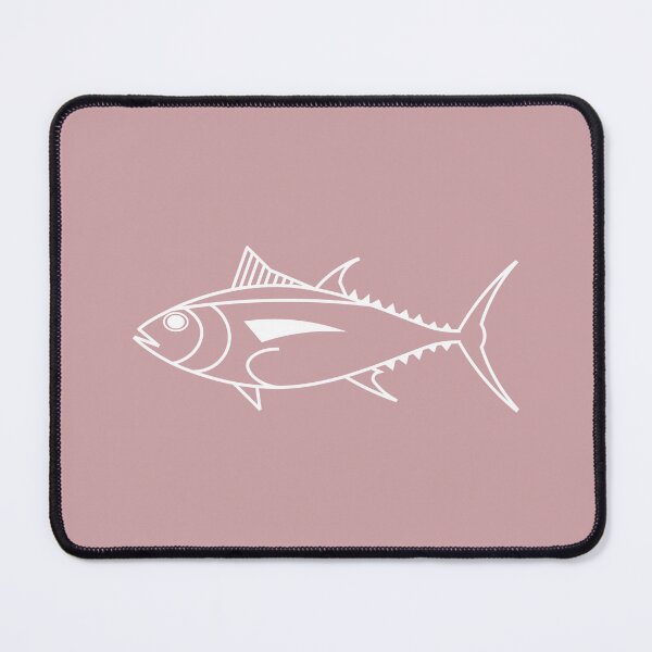 Item preview, Cute Bigeye Tuna Fish in White on Dusty Pink designed and sold by fruttidimare.