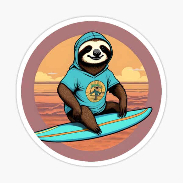 Surfer Sloth Sticker