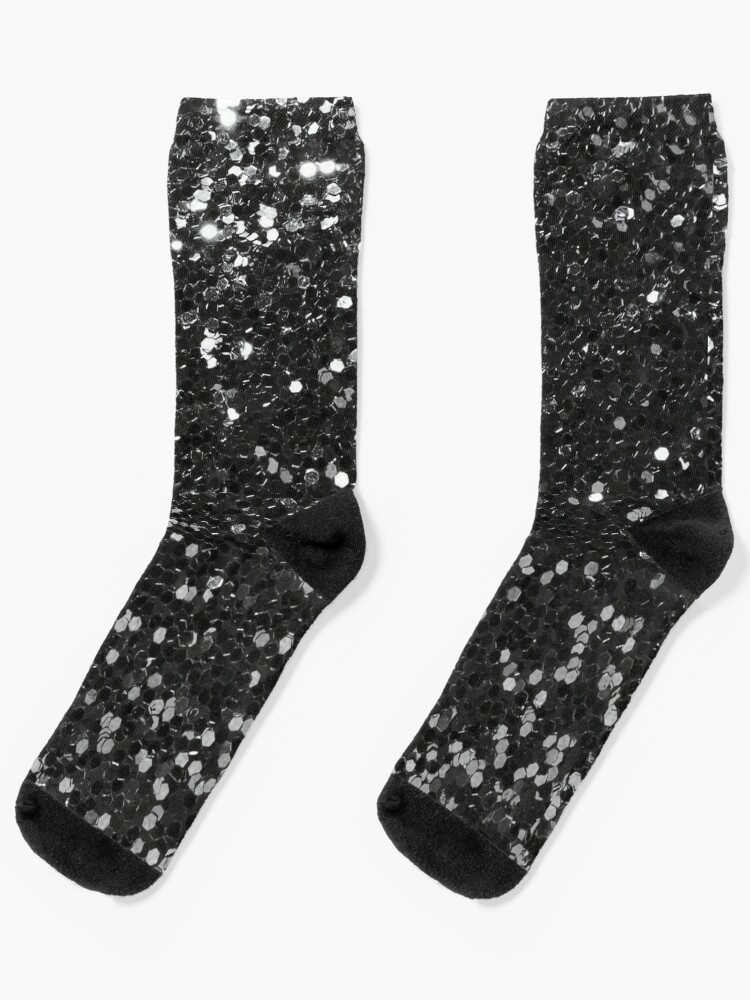 Black Glitter Look Chunky Sequin | Socks