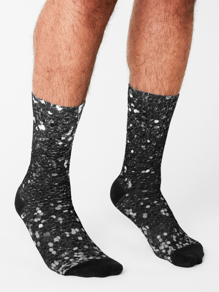 Black Glitter Look Chunky Sequin Socks for Sale by ColorFlowArt