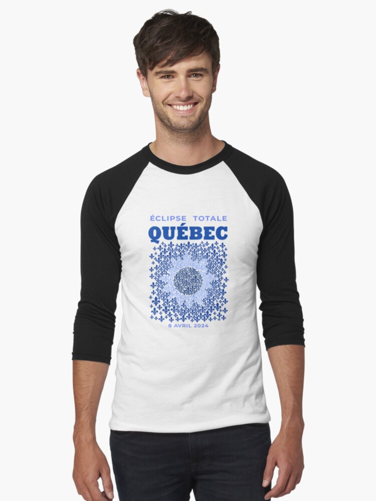 Thumbnail 1 of 3, Baseball ¾ Sleeve T-Shirt, Quebec 2024 Total Eclipse designed and sold by Eclipse2024.