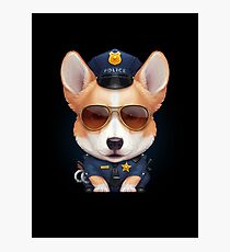 Welsh Corgi Police Officer Photographic Print