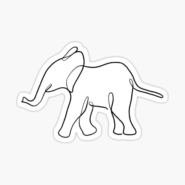 Single Line Elephant Sticker