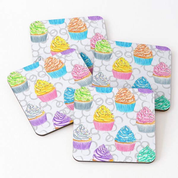 Item preview, Watercolor Rainbow Frosted Cupcakes with Sprinkles on Grey designed and sold by Sockstomistic.
