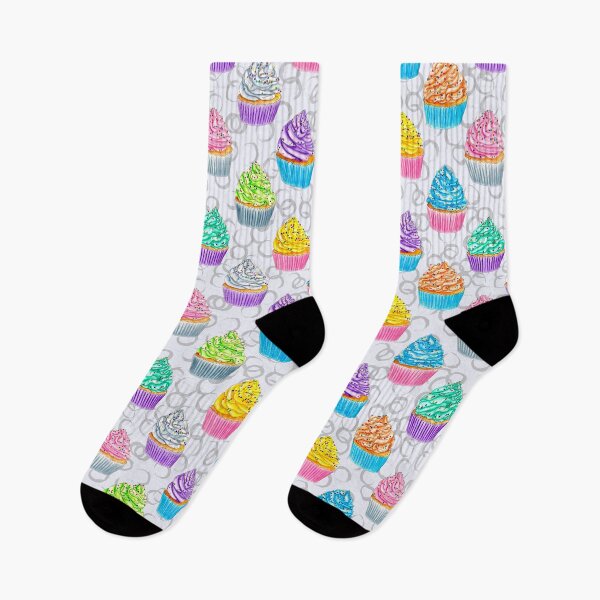 Item preview, Watercolor Rainbow Frosted Cupcakes with Sprinkles on Grey designed and sold by Sockstomistic.