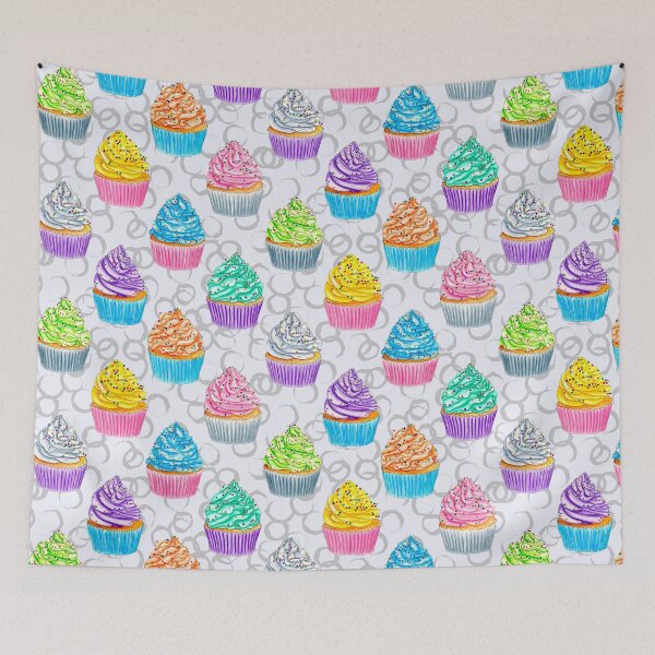 Item preview, Watercolor Rainbow Frosted Cupcakes with Sprinkles on Grey designed and sold by Sockstomistic.