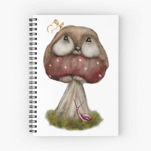 Item preview, Goblincore Art The button Mushroom Birb with moss, golden butterfly, and snail designed and sold by Monica Laipple.