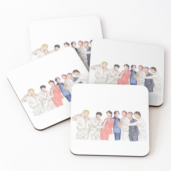 Item preview, BTS Butter Group Photo Watercolor Painting designed and sold by elizabethhomme.