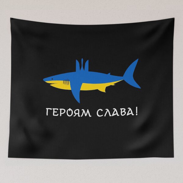 Item preview, Blue Yellow Ukrainian Shark Ukraine Ucrania Ukrayina Trident Glory to the Heroes  designed and sold by Aide.