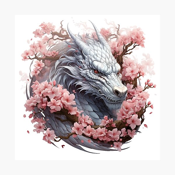 Item preview, Japanese Dragon With Cherry Blossoms designed and sold by Purelite Art.