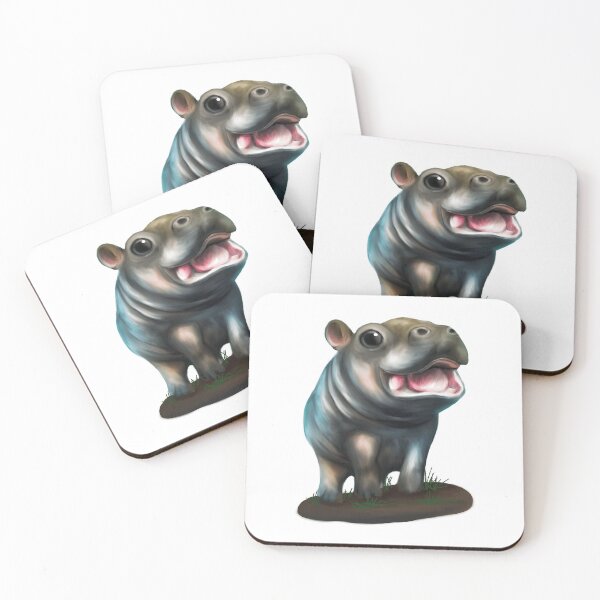 Item preview, Happy Hippo acrylic painting designed and sold by Funsize-Art.