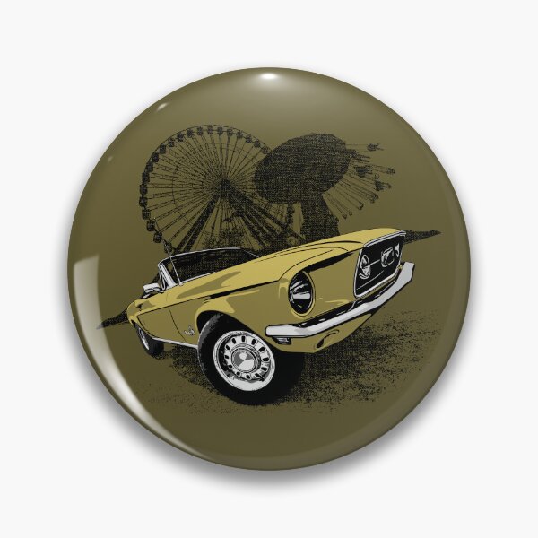 Item preview, Yellow 68 Mustang against carnival backdrop designed and sold by Glenn Mueller.