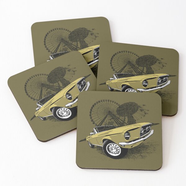 Item preview, Yellow 68 Mustang against carnival backdrop designed and sold by Glenn Mueller.