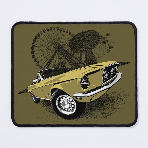 Item preview, Yellow 68 Mustang against carnival backdrop designed and sold by Glenn Mueller.
